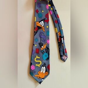 Vintage Looney Tunes Daffy Duck Silk Neck Tie
